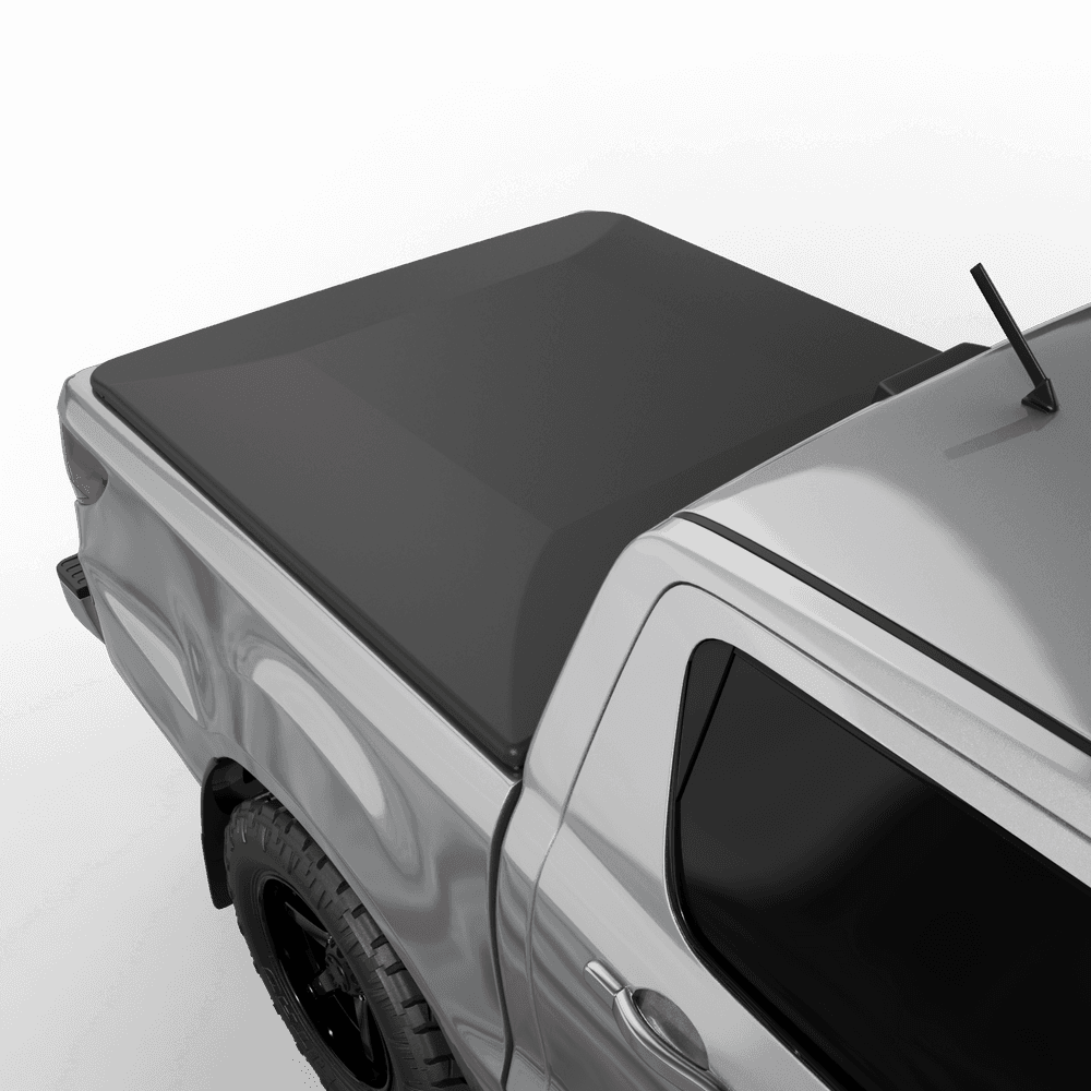 Close-up of the EGR No-Drill Soft Tonneau Cover on a Mazda BT-50, highlighting the smooth vinyl finish and clamp-mounted edge