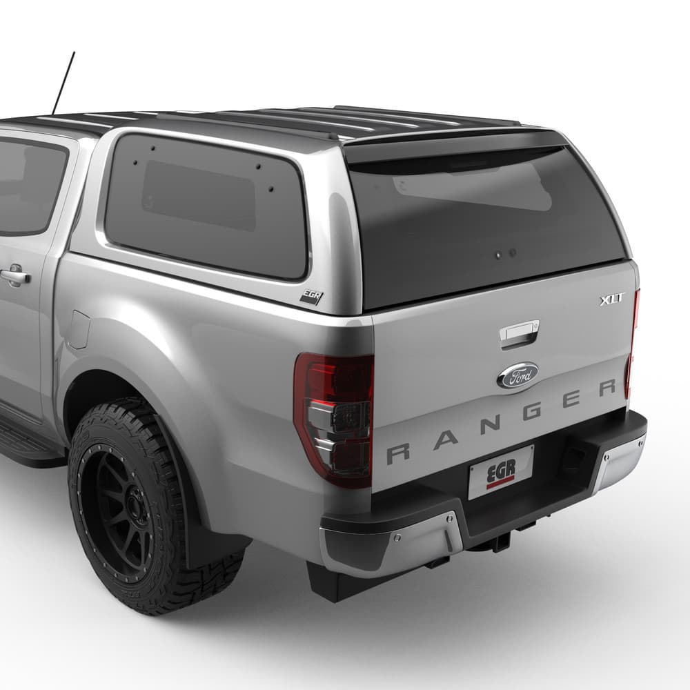 Ford Ranger PX fitted with EGR GEN3 Canopy shown from rear three-quarter angle