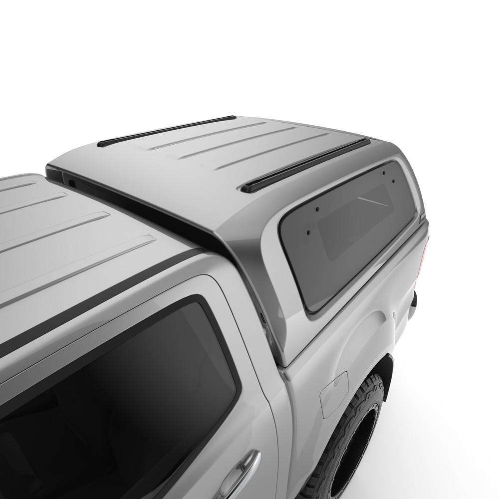Close-up of frameless tinted side window on the EGR GEN3 Canopy for Ford Ranger PX