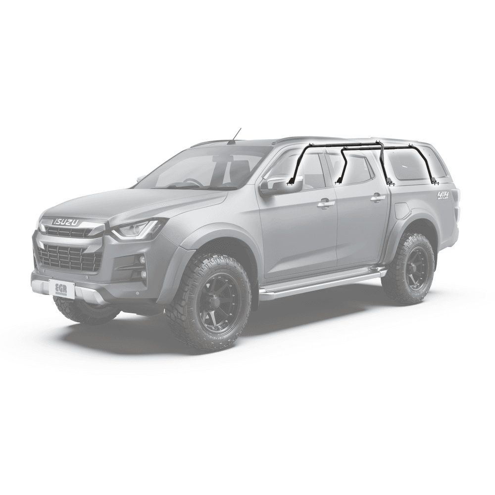 Isuzu D-Max 2020 fitted with EGR GEN3 canopy roof rack internal support system designed for 120kg dynamic roof load