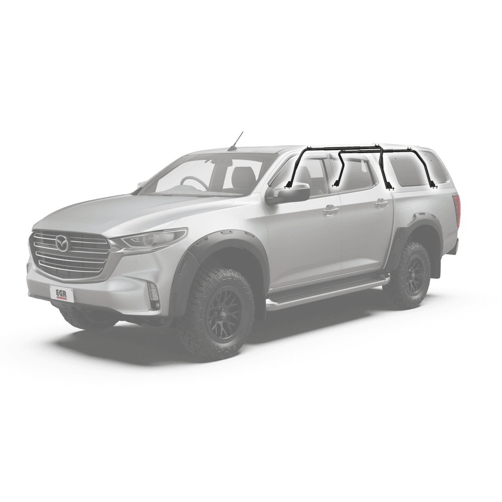 EGR GEN3 canopy roof rack internal support frame in black powdercoat designed for 120kg load rating and compatibility with roof track rail systems