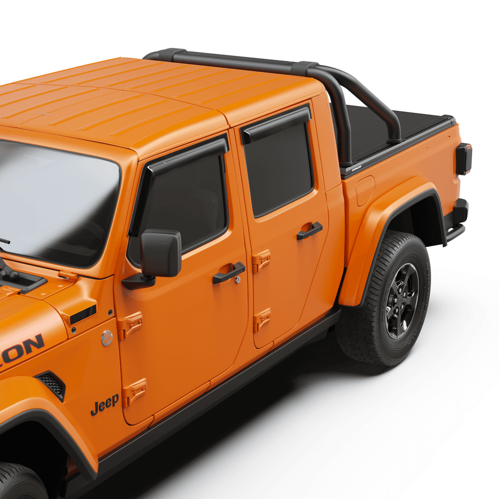 Close-up of the EGR RollTrac Sports Bar attachment point on a Jeep Gladiator