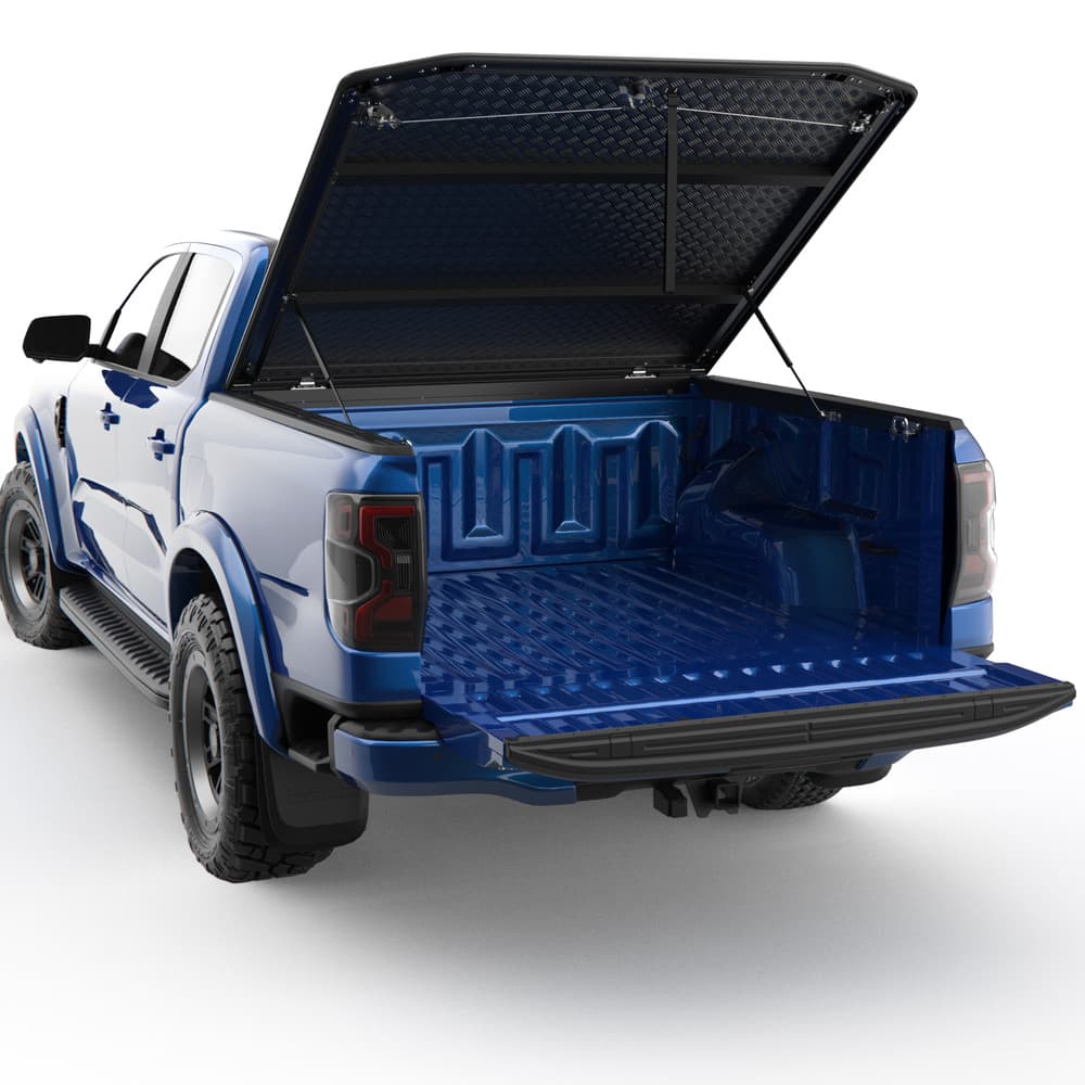 Rear angle of Ford Ranger RA with the EGR Load Shield fully open