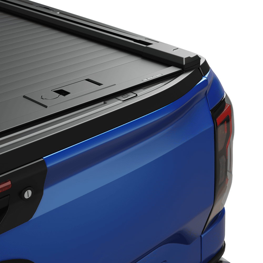 Close-up of RollTrac Manual latch handle on Ford Ranger RA tray