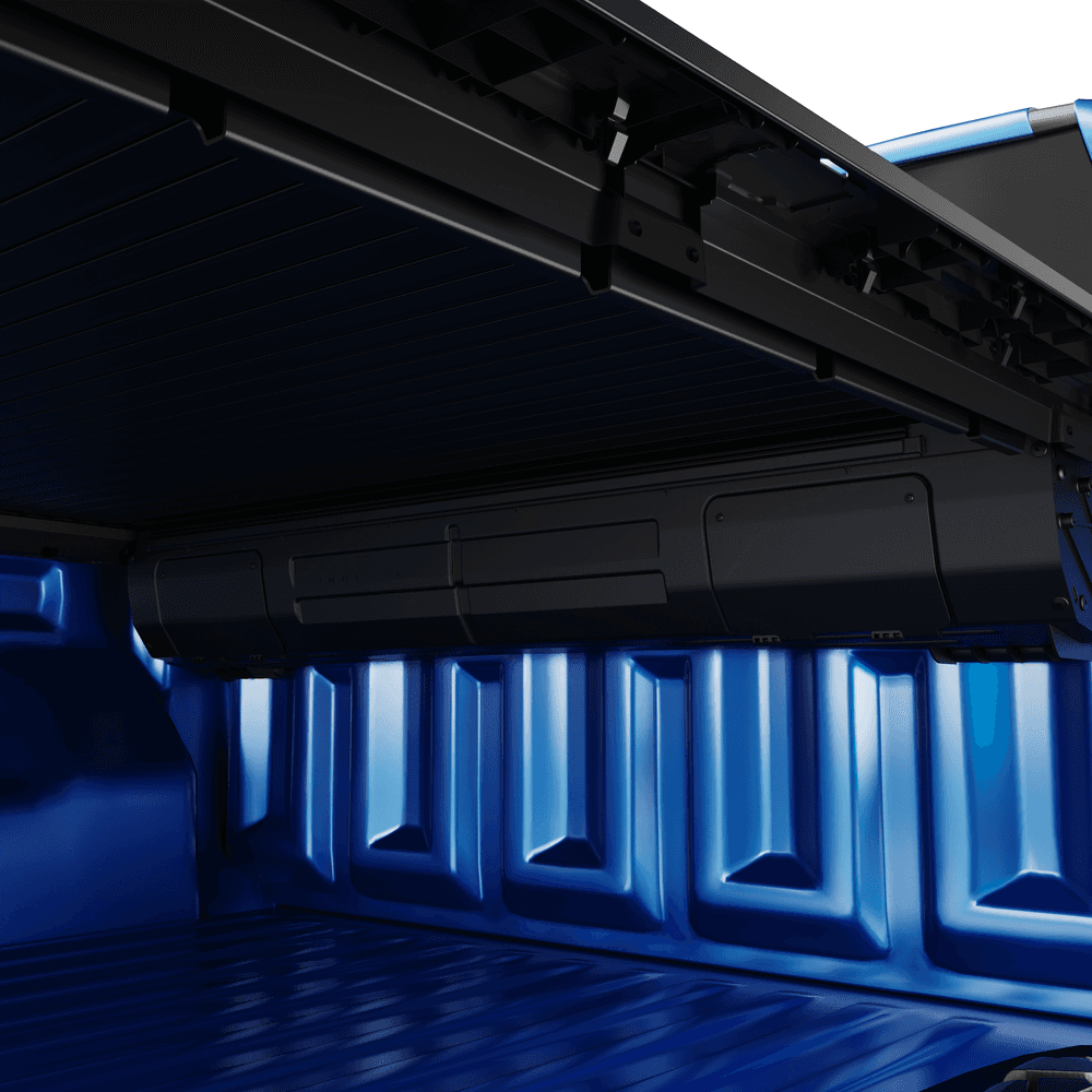 Interior view of RollTrac Manual tray area with lighting on Ford Ranger RA