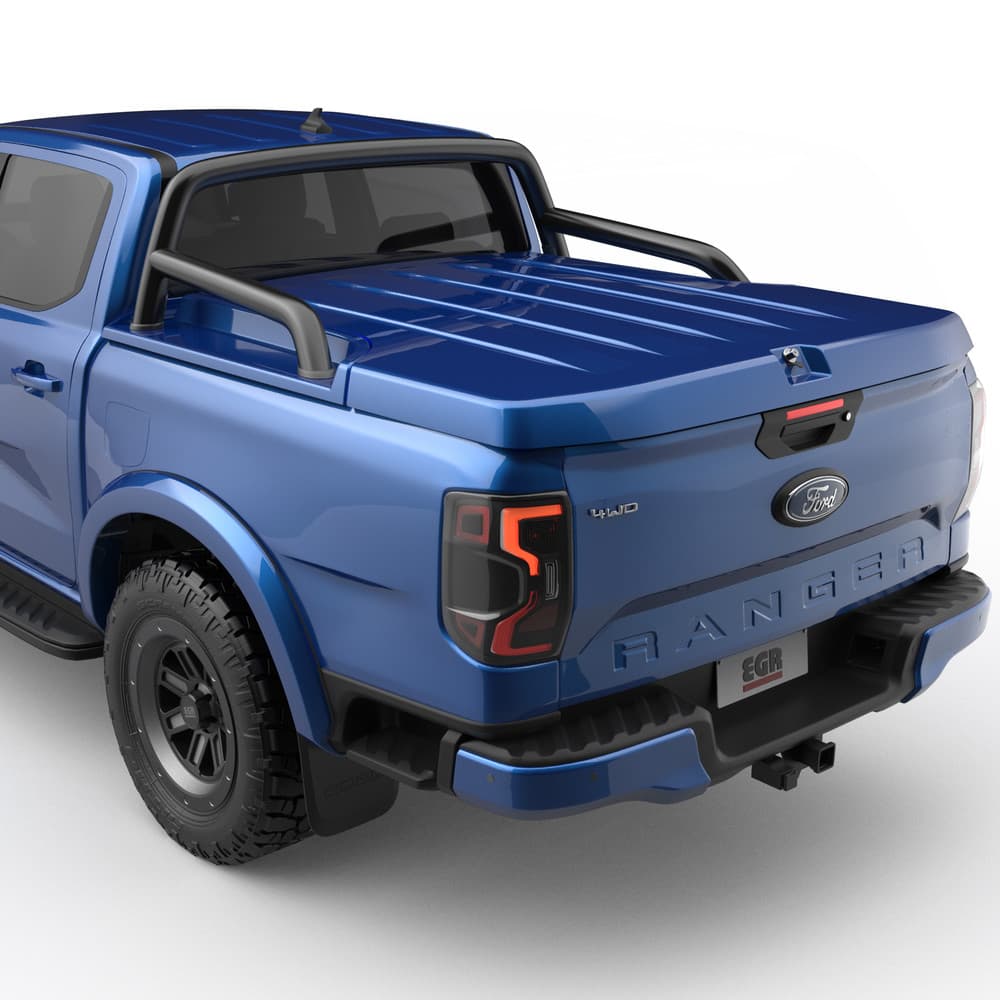 Ford Ranger RA with EGR Hard Lid 3-Piece installed, shown with sports bar