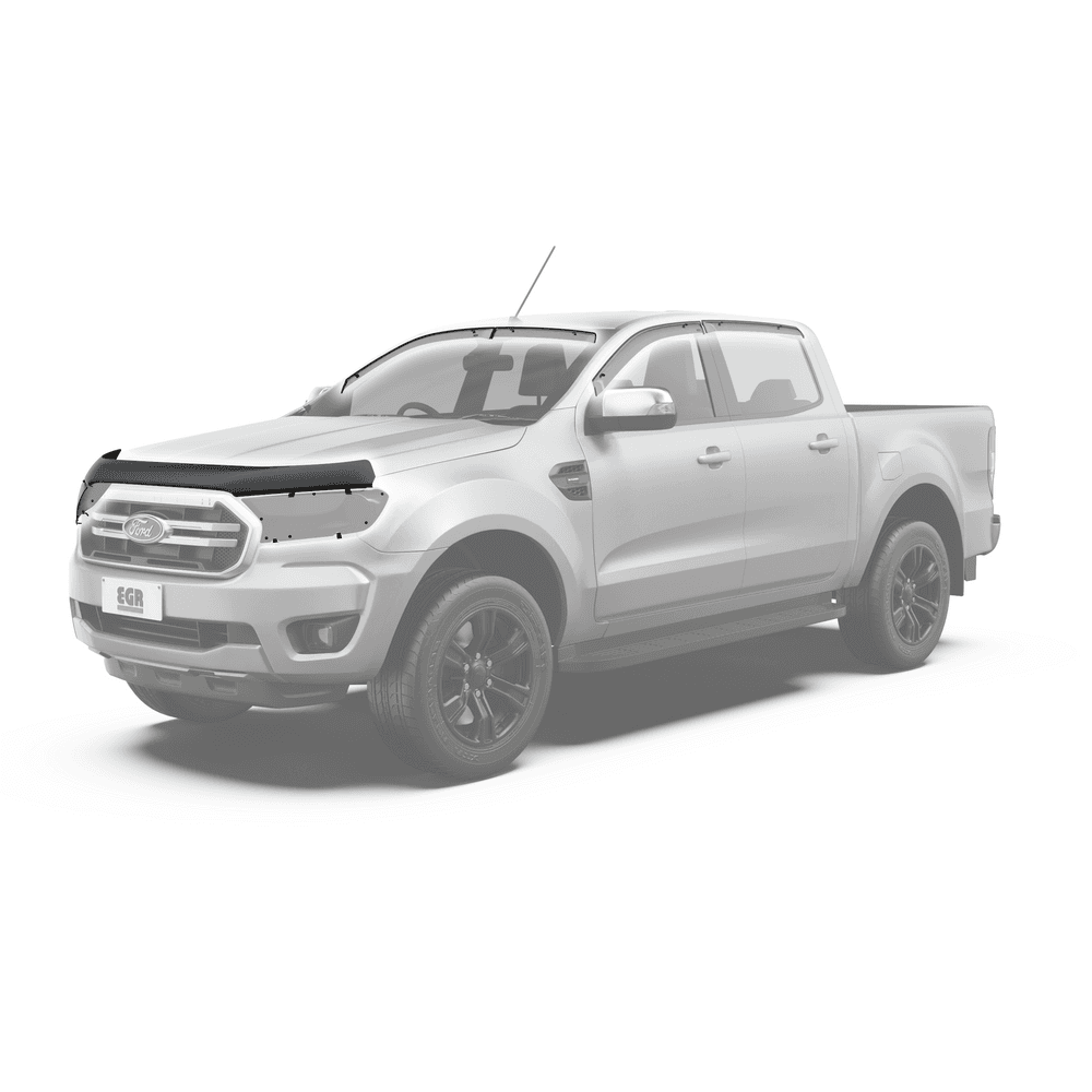 Ford Ranger 2015–2022 fitted with EGR Protection Pack including bonnet protector, headlight covers and weather shields