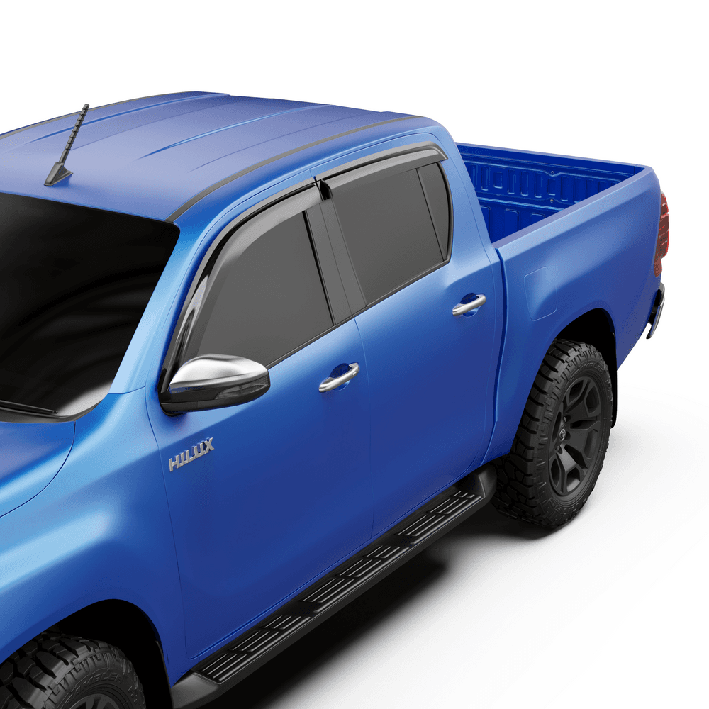 Front view of Toyota Hilux with EGR matte bonnet protector and clear headlight protectors