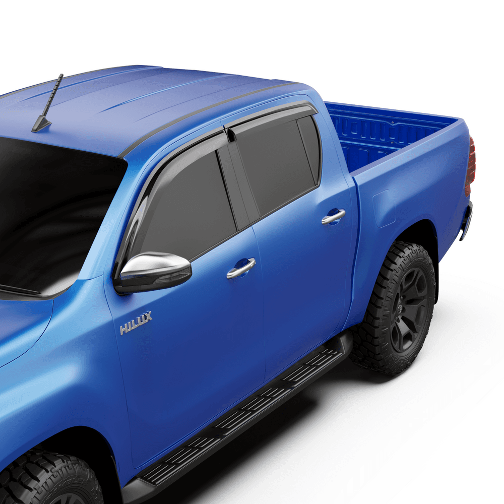 Front view of Toyota Hilux with EGR matte bonnet protector and clear headlight protectors