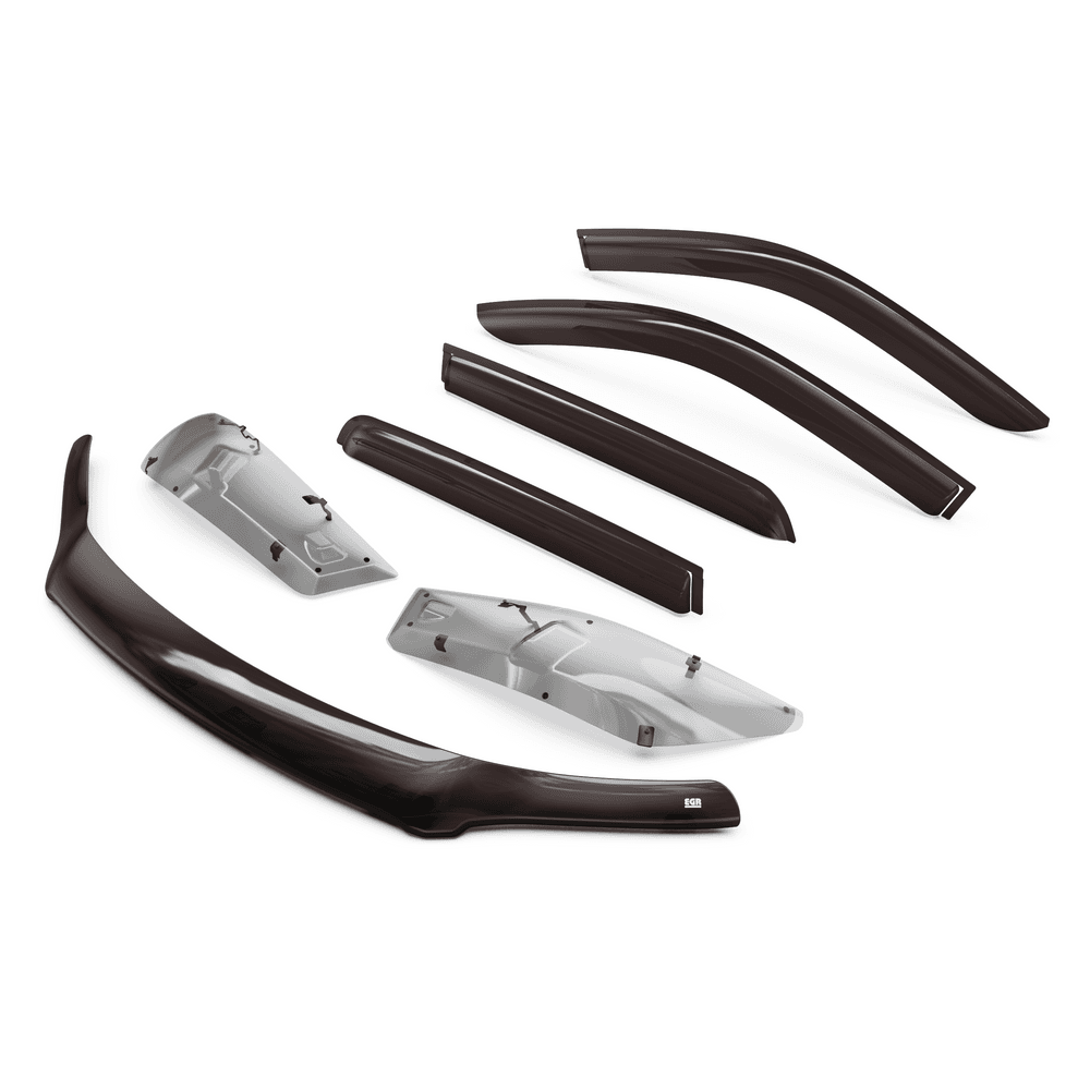 Blue Toyota Hilux 2020-onwards fitted with EGR Protection Pack including bonnet protector, headlight protectors, and weather shields