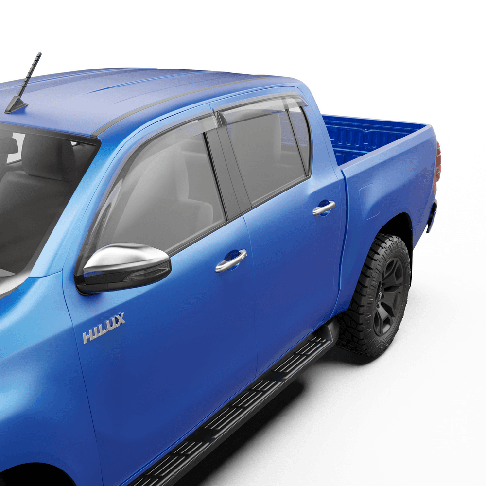 Front view of Toyota Hilux with EGR matte bonnet protector and clear headlight protectors