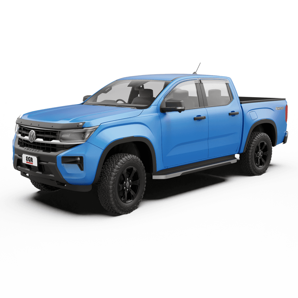 Volkswagen Amarok 2012–2022 fitted with EGR Protection Pack including bonnet protector, headlight protectors, and slimline weather shields thumbnail