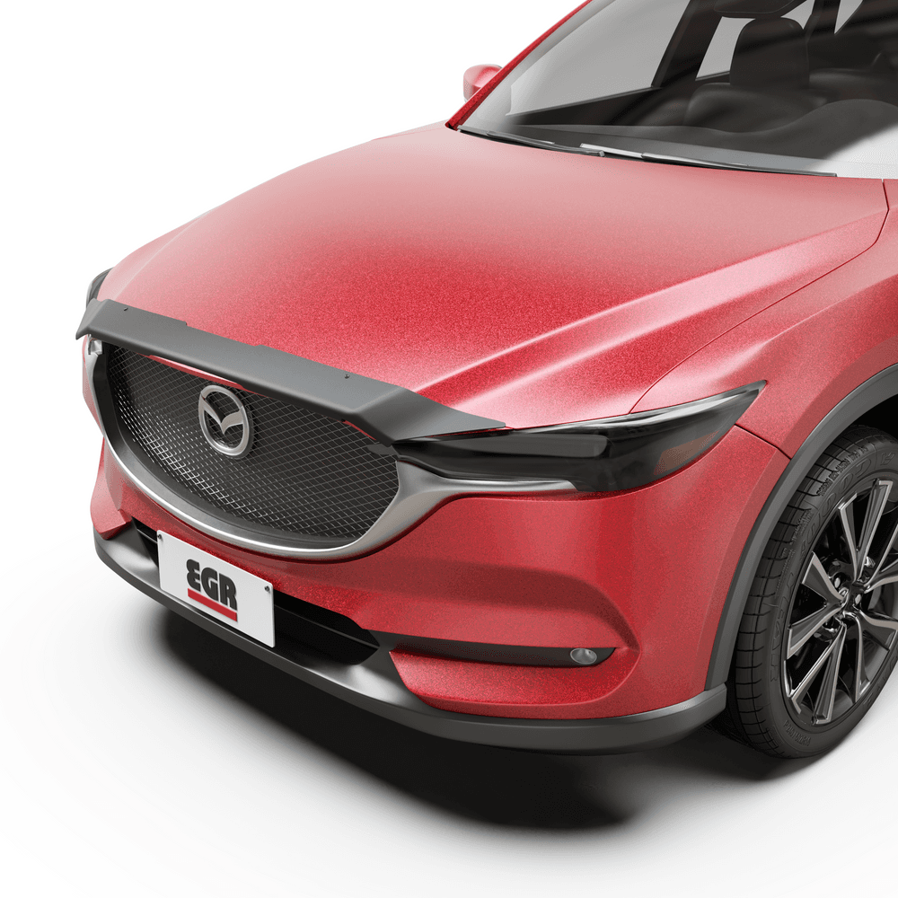 Red Mazda CX-5 2017–2021 side view featuring EGR slimline weather shields installed