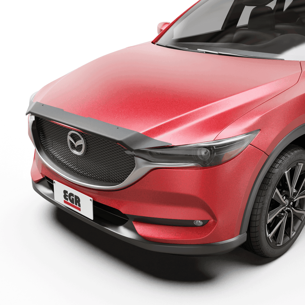 Red Mazda CX-5 2017–2021 side view featuring EGR slimline weather shields installed