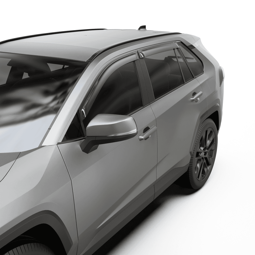 EGR slimline weather shields installed on Toyota RAV4 2019-onwards doors allowing ventilation while blocking wind and rain