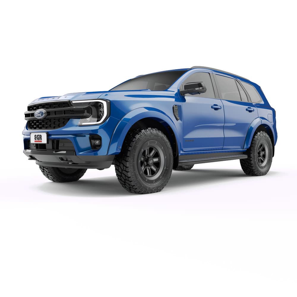 Rear angle of Ford Everest showing OEM-style EGR fender flare integration