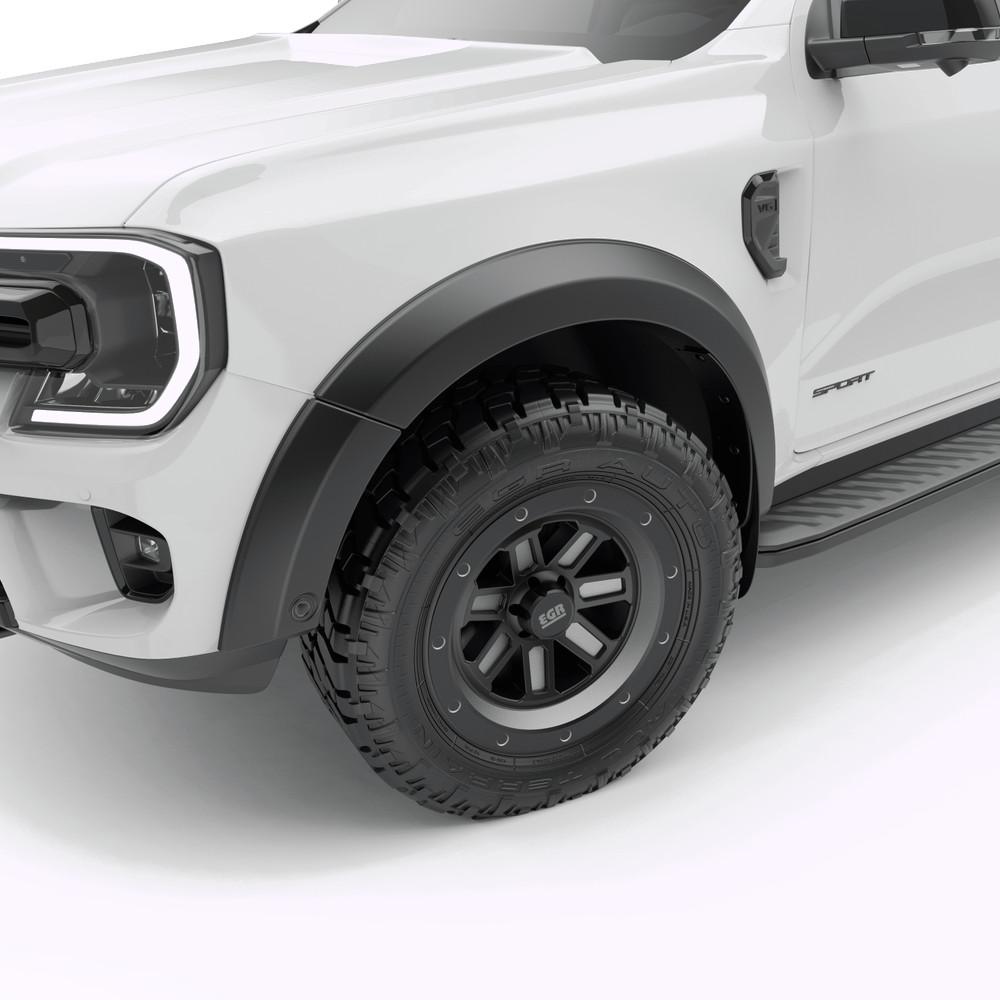 Close-up of Ford Everest 2022 wheel arch showing EGR fender flare fitment