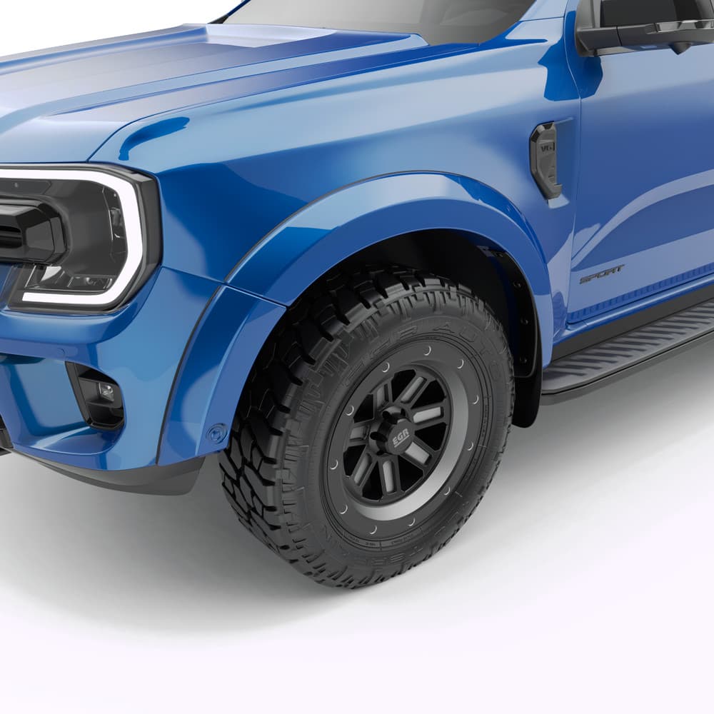 Ford Everest 2022 fitted with EGR fender flares in a front three-quarter view