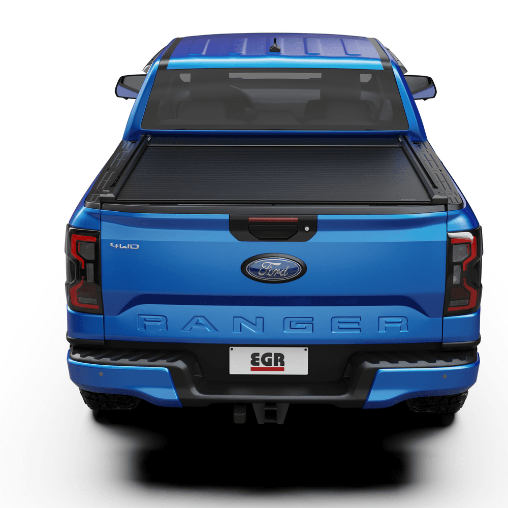 Rear straight view of Ford Ranger RA featuring the EGR RollTrac Electric E3