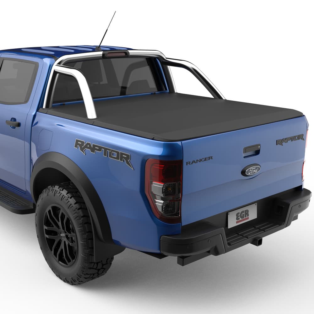 Ford Ranger Raptor PX fitted with the EGR Soft Tonneau Cover designed for XLT Sports Bars