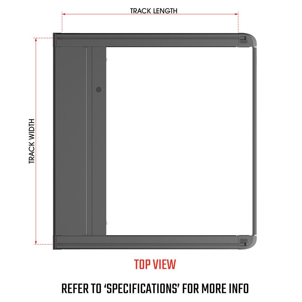 Measurement diagram displaying sizing dimensions for the EGR RollTrac Electric E3 unit