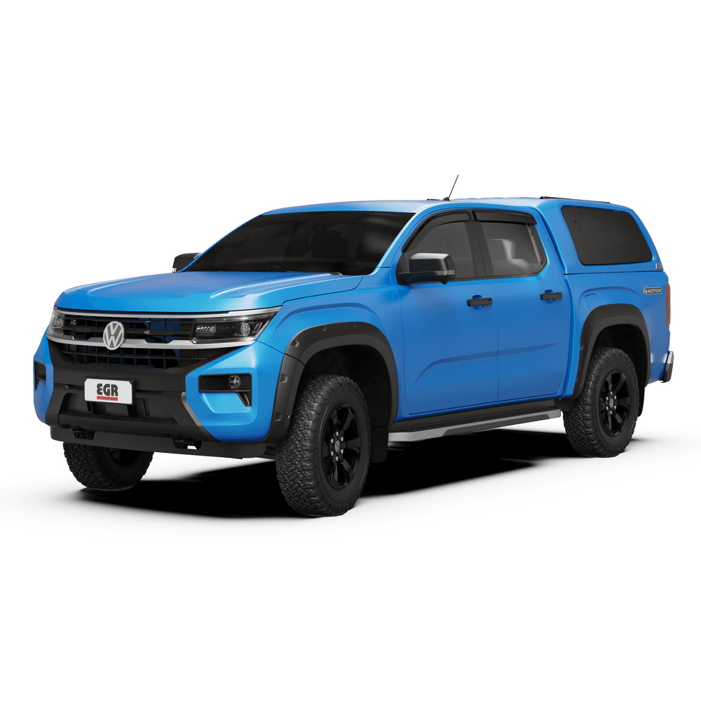 Front angle view of blue Volkswagen Amarok NF 2023 with EGR GEN3 Canopy