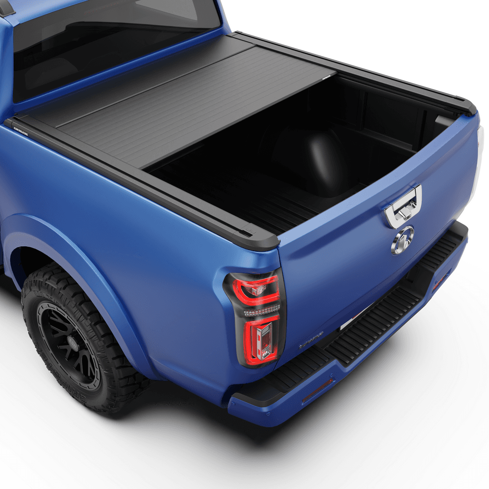 Rear three-quarter view of GWM Cannon fitted with EGR RollTrac Electric E3 tonneau cover