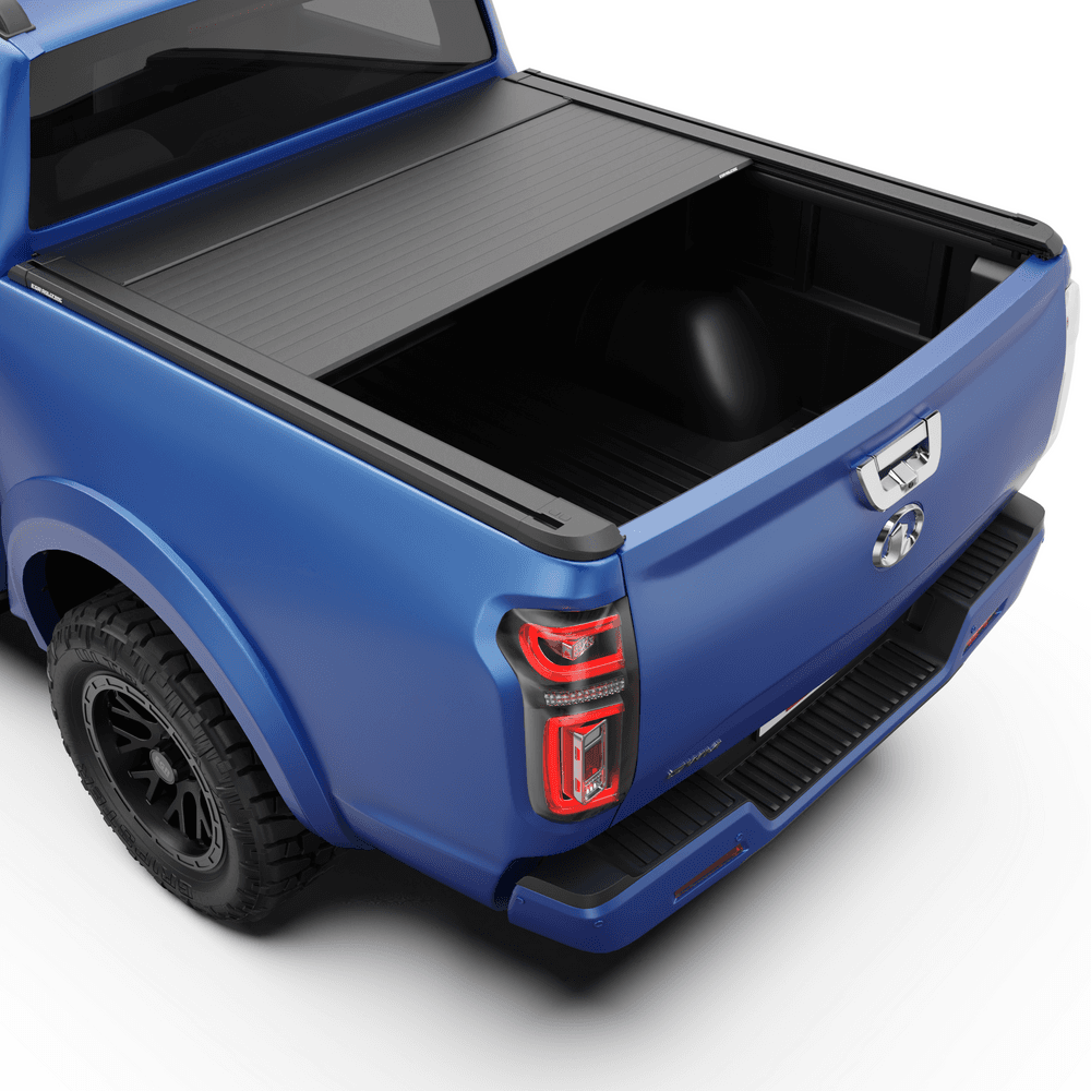 Rear three-quarter view of GWM Cannon fitted with EGR RollTrac Electric E3 tonneau cover