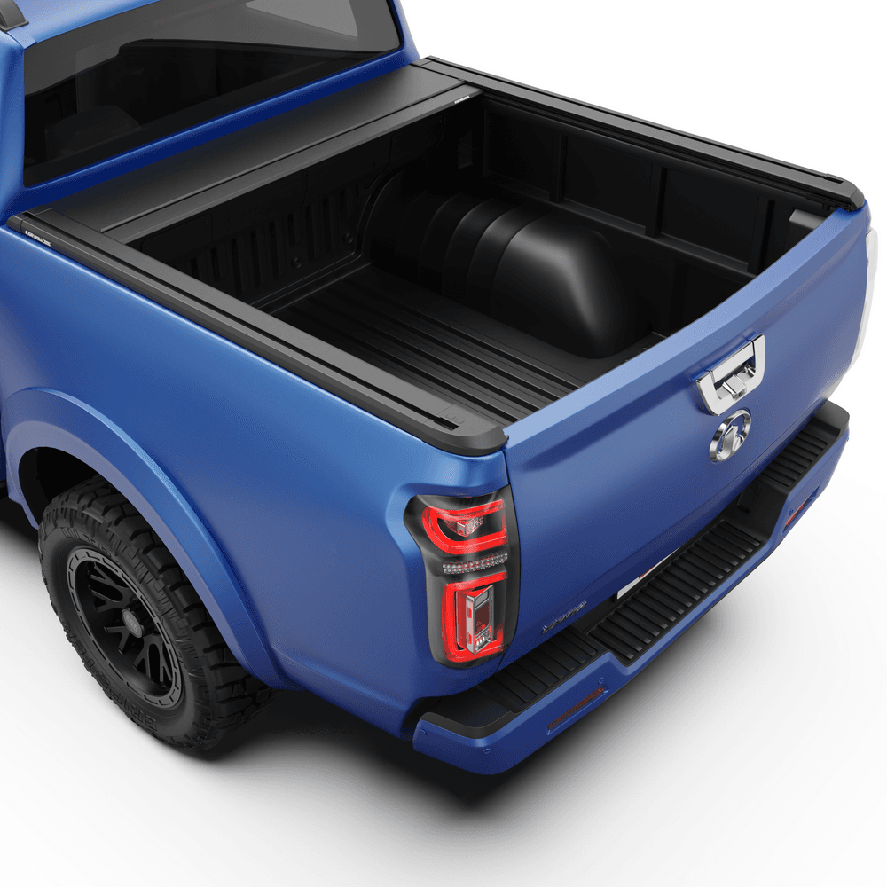 Rear three-quarter view of GWM Cannon fitted with EGR RollTrac Electric E3 tonneau cover