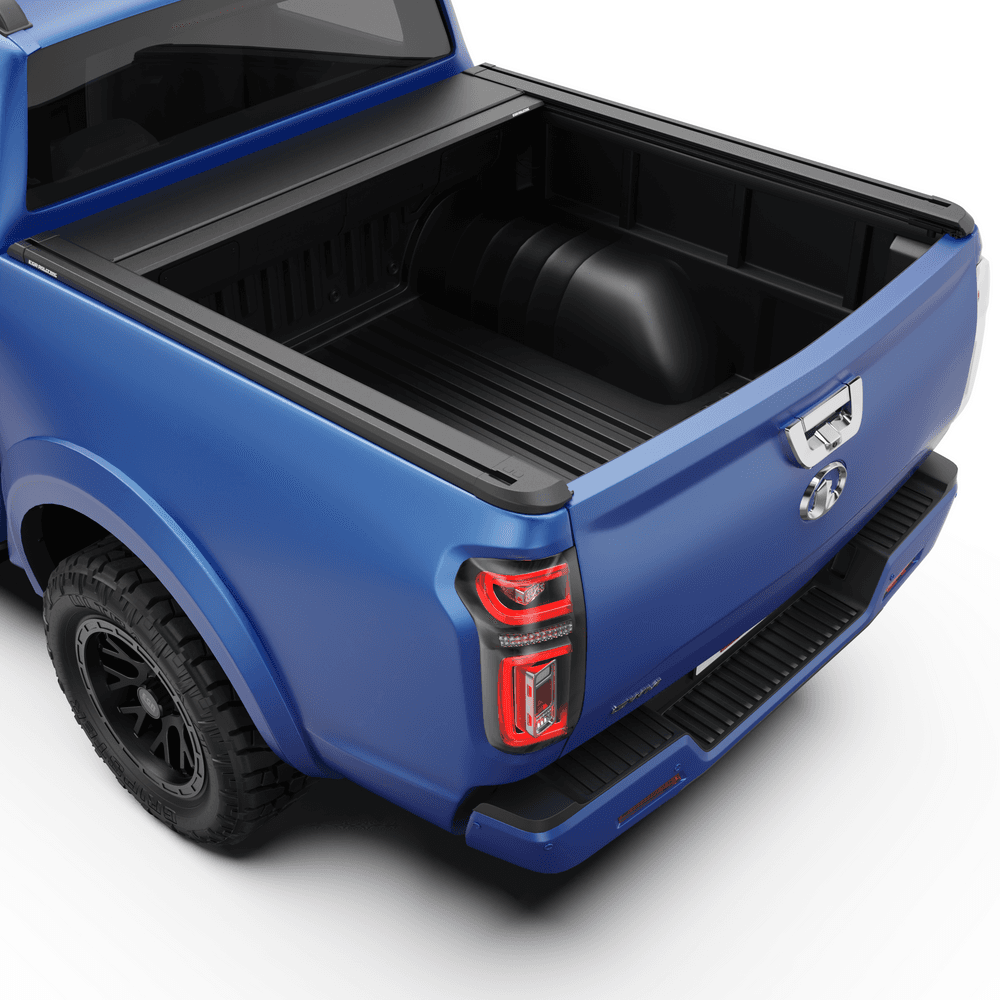 Rear three-quarter view of GWM Cannon fitted with EGR RollTrac Electric E3 tonneau cover