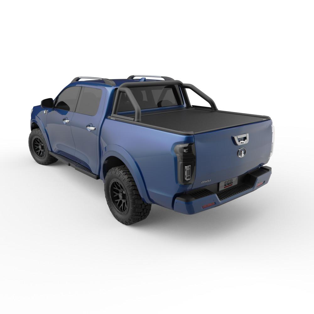 Rear view of GWM Cannon 2020 fitted with EGR RollTrac Sports Bar and RollTrac cover