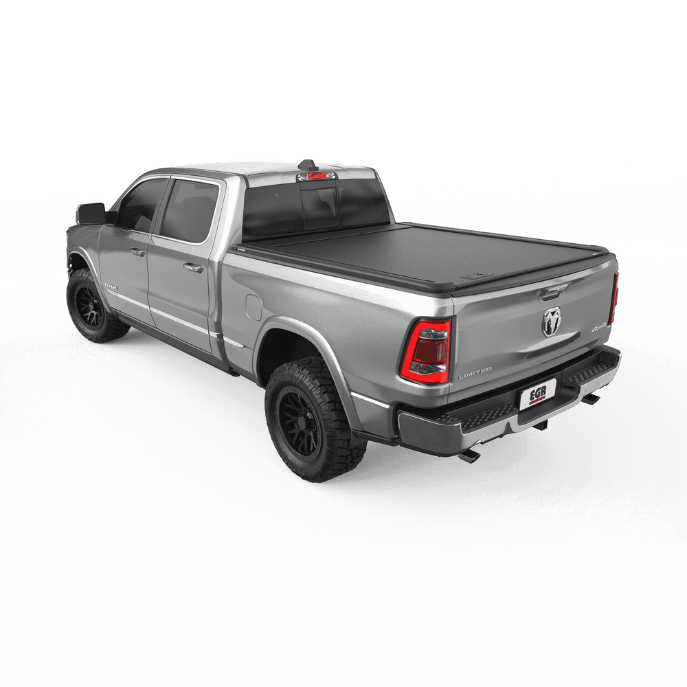 Rear three-quarter view of RAM DT 1500 fitted with EGR RollTrac Manual cover