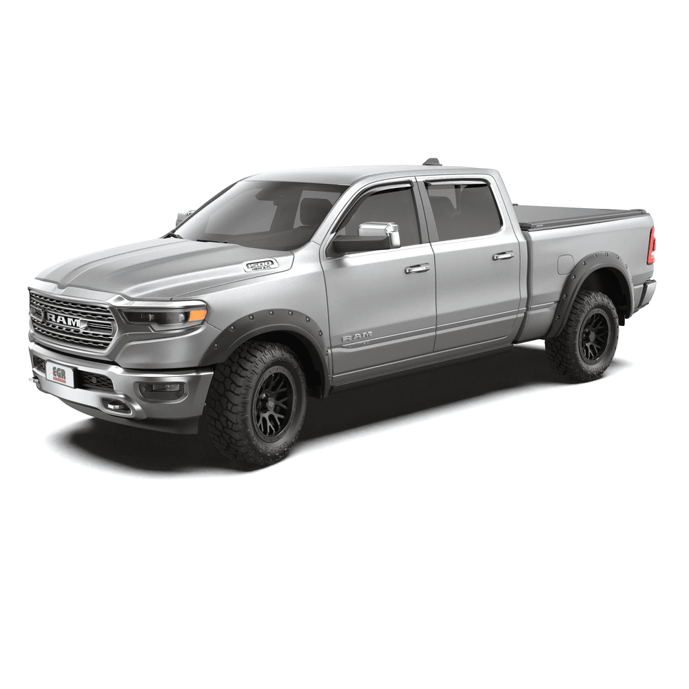 EGR RollTrac Manual roller tonneau cover installed on RAM DT 1500 dual cab ute, showing low-profile black aluminium slat design over tub