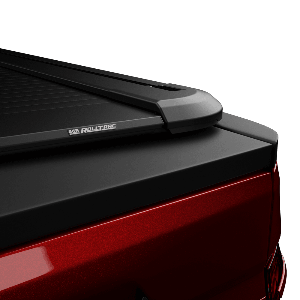 Close-up detail of EGR RollTrac Manual black powder-coated slats