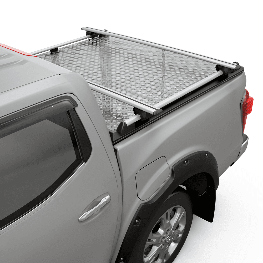 Detail shot of EGR Load Shield Cross Bar aluminium construction and mounting points