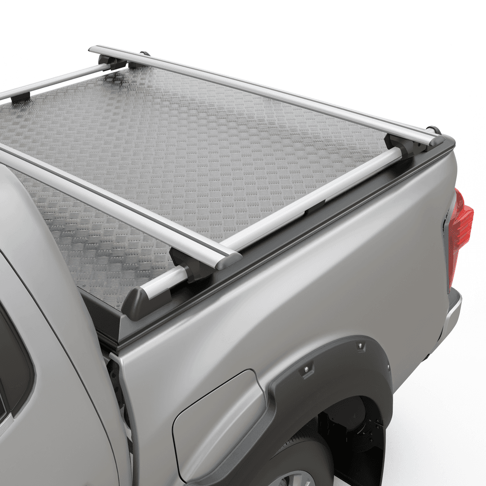 Close-up of EGR Load Shield Side Rails showing aluminium finish and mounting track