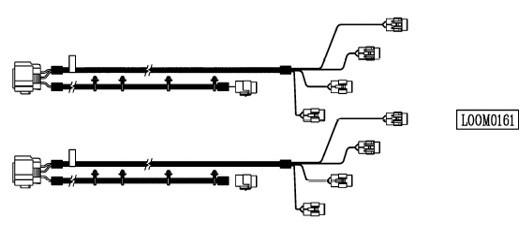 Technical diagram showing two RollTrac Side Rail Loom harnesses with multiple connectors, designed for the RollTrac Slat Side cover