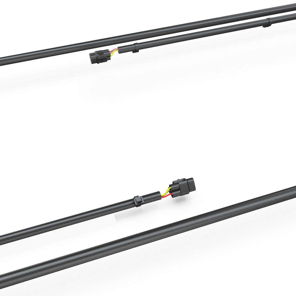 RollTrac Side Rail Loom harness installed along side rails, providing tidy cable management and protected wiring for EGR RollTrac Slat Side system.