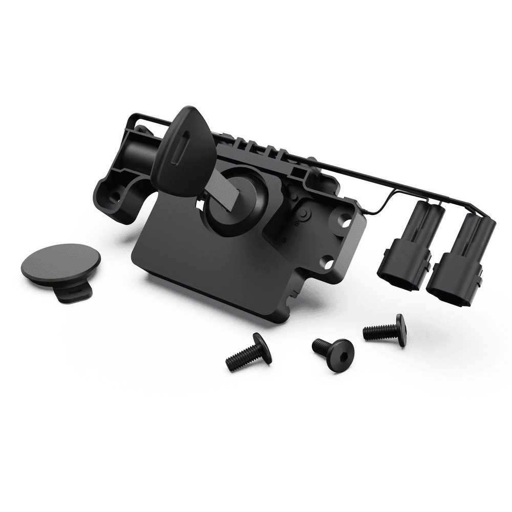 EGR RollTrac Actuator Kit including actuator with key lock, lock cover and mounting screws for secure tonneau cover operation.