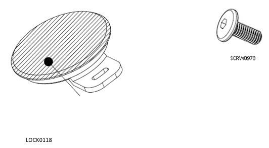 Line drawing of an EGR RollTrac rubber key lock cover with mounting screw