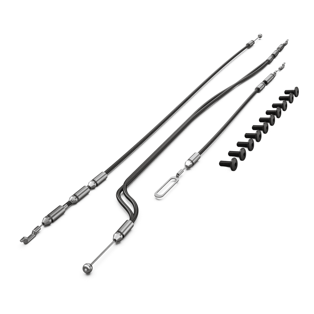 EGR RollTrac Remote Locking Latch Cable Kit with dual latch cables, actuator cable and mounting screws for secure tonneau cover locking system.