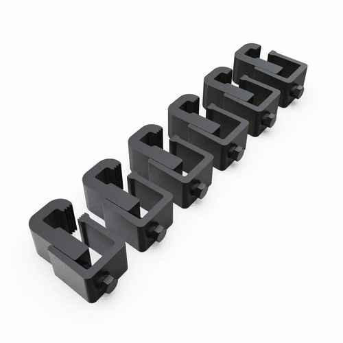 EGR canopy rail clamp kit CNPY0007 showing single mounting clamp design, set of six used to secure EGR Premium Canopies to ute tub rails