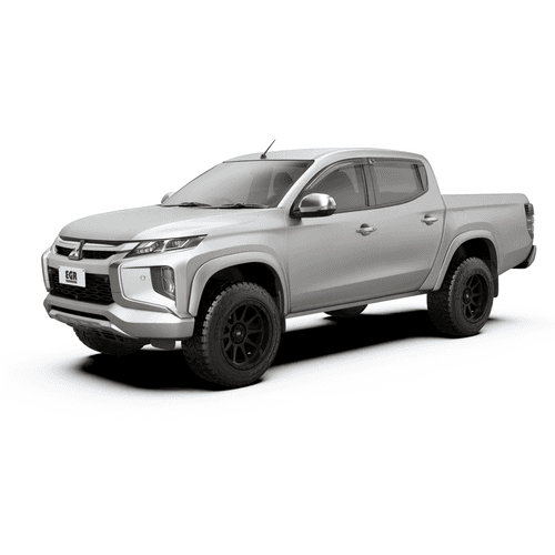 Mitsubishi Triton MQ MR 2015 to 2023 fitted with EGR Slimline Weather Shields in grey tint for improved airflow and rain protection.