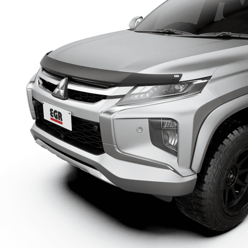 Mitsubishi Triton MR 2020–2023 fitted with EGR Bonnet Protector in matte black, protecting bonnet from stone chips and road debris.