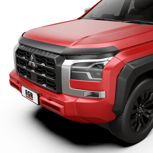 Mitsubishi Triton MV 2024-Onwards fitted with EGR Bonnet Protector in matte black, protecting bonnet from stone chips and road debris.