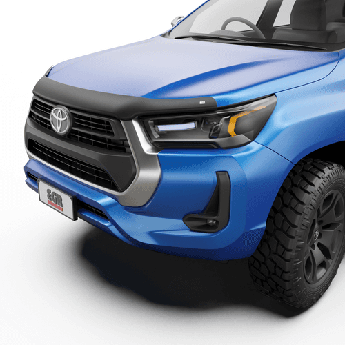 Toyota Hilux 2020-Onwards fitted with EGR Bonnet Protector in matte black, showing front-end stone chip protection and sleek factory-style fit.