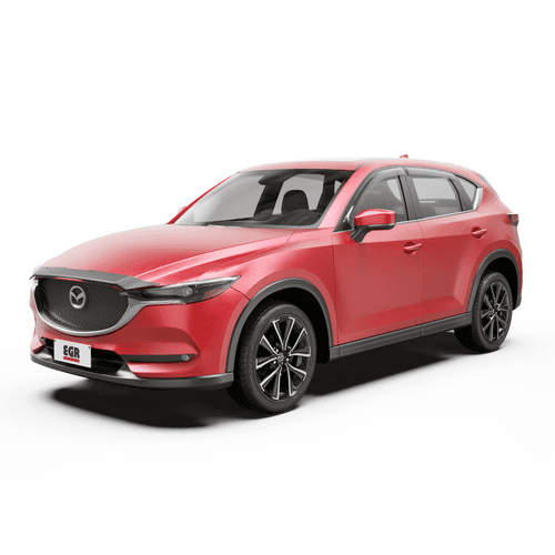 Mazda CX-5 2017–2021 fitted with EGR Protection Pack showing bonnet protector, weather shields, and headlight guards