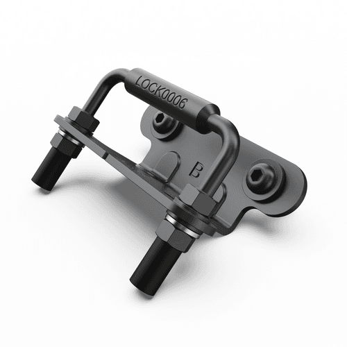 EGR lock striker kit, with a close-up view of the striker plate and mounting bolts on the tailgate frame