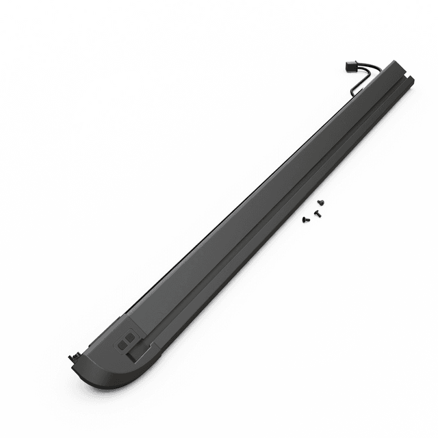 Right-hand replacement side rail for EGR RollTrac electric tonneau cover, showing aluminium rail with corner cap, integrated buttons, and wiring loom