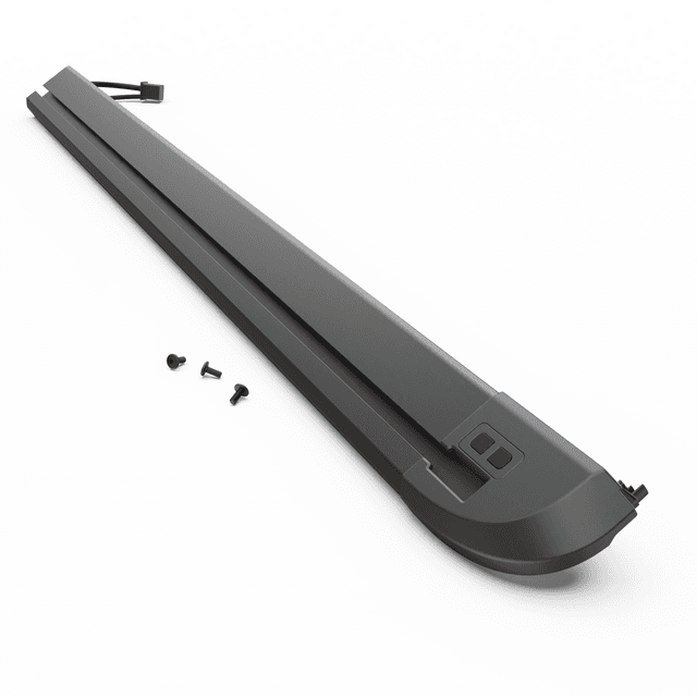 EGR RollTrac left-hand electric side rail for Nissan Navara 2015 with corner cap, integrated buttons and mounting points.